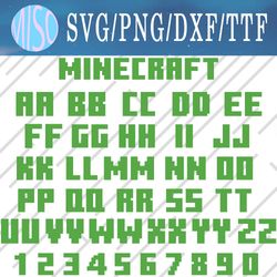 Minecraft font svg, Minecraft font svg, Png, Dxf, Svg Files for Cricut, Silhouette