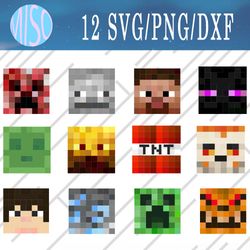 Minecraft face svg, Minecraft face bundle svg, Png, Dxf, Cutting File, Svg Files for Cricut, Silhouette
