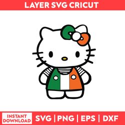Happy St Patricks Day Of The Kitty, Lucky St Patricks Day Hello Kitty Svg, Png, Eps, Dxf Digital File.
