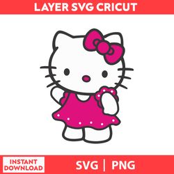 Theme Hello Kitty Pink, Cute Cat Svg, Kitty Svg, Kawaii Kitty Clipart, Kawaii Kitty Svg, Png Digital File.