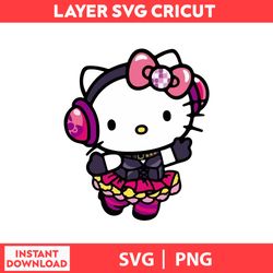 Hello Kitty Cartoon, Cute Cat Svg, Kitty Svg, Kawaii Kitty Clipart, Kawaii Kitty Svg, Png Digital File.
