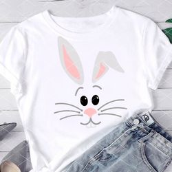 Rabbit svg Bunny face Hare Animal clipart Happy Easter clipart Kids shirt design