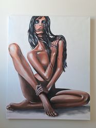 Exotic girl original oil painting on stretched canvas, Size 30x24 inch
