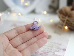 Tiny stingray figurine micro crochet sea animals toy cute gift for ramp fish lovers collectible miniature dollhouse toy