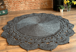 Custom knitted carpet for living room decor Crochet round floor decoration