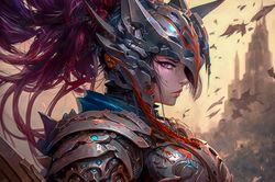 Art Illustration. Anime Art. Girl In Armor . Jpg Image