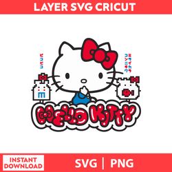 Dites Bonjour Hello Kitty, Cute Cat Svg, Kitty Svg, Kawaii Kitty Clipart, Kawaii Kitty Svg, Png Digital File.