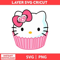 Hello Kitty Birthday, Cute Cat Svg, Kitty Svg, Kawaii Kitty Clipart, Kawaii Kitty Svg, Png Digital File.