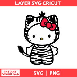 Hello Kitty Zebra Cuteness, Cute Cat Svg, Kitty Svg, Kawaii Kitty Clipart, Kawaii Kitty Svg, Png Digital File.