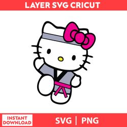 Hello Kitty Jiujitsera Taekwondo, Cute Cat Svg, Kitty Svg, Kawaii Kitty Clipart, Kawaii Kitty Svg, Png Digital File.
