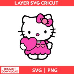 Happy National Hello Kitty, Cute Cat Svg, Kitty Svg, Kawaii Kitty Clipart, Kawaii Kitty Svg, Png Digital File.