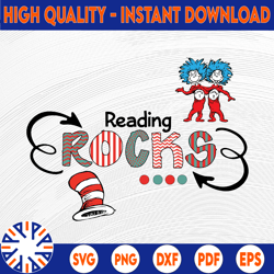 Dr Seuss Reading Rocks Svg, Dr Seuss Svg, The Cat In The Hat Svg, Thing 1 Thing 2 Svg, Reading Rocks Svg, The Things Svg