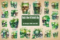 20 Files Of Skull & Beer St Patrick's Day PNG Sublimation Bundle