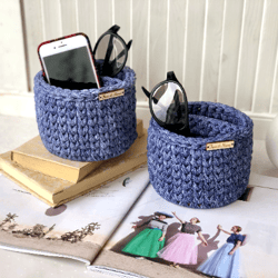 Very EASY DIY 2 in 1 Pattern Crochet basket and EyeGlass Holder, PDF and video crochet basket and crochet Holder pattern