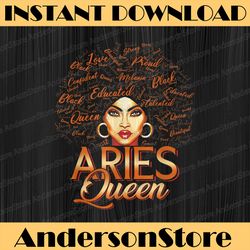 Black Afro Hair Art ARIES Queen February Birthday PNG