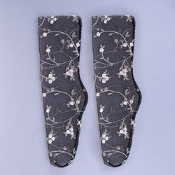 Embroidered Tulle Socks for Women Sheer Floral Socks Slouch Black Lace