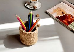 Pencil holder Small items storage basket Custom basket storage rustic