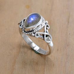 Labradorite 925 Silver Ring, Gemstone Handmade Women Ring, Artisan Silver Ring, Crystal Stone Ring Jewelry SU1R1218