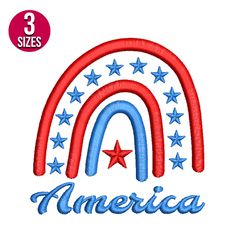 American Rainbow embroidery design, Machine embroidery design, Instant Download