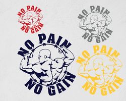 No Pain No Gain, Workout Bodybuilder Gym Fitness Crossfit Coach Sport Muscles Wall Sticker Vinyl Decal Mural Art Decor
