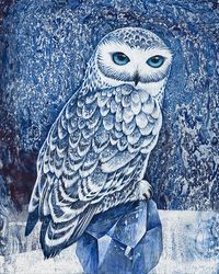 Snowy owl print, Snowy owl painting, White owl wall art print