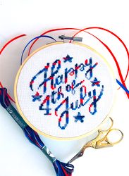VARIEGATED USA PATRIOTIC cross stitch pattern PDF by CrossStitchingForFun, Instant download, HAPPY 4th OF JULY ORNAMENT