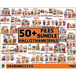 50 Happy Hallothanksmas Coffee PNG, Coffee Clipart, Fall PNG, Halloween png, Christmas PNG, Western Png, Instant Downloa