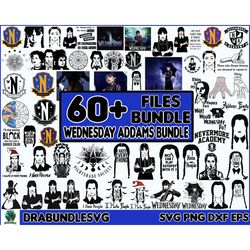 60 Wednesday Addams Bundle SVG, Wednesday SVG, Christmas SVG, Addams svg, Family svg, holiday svg, PNG, Digital Instant
