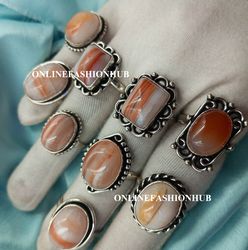 10 Pcs Botswana Agate Gemstone Silver Plated Designer Ring, Wholesale Ring For Gift, Handmade Rings Lot For Occasion