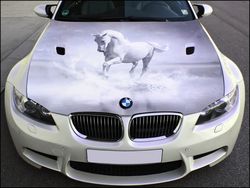 Vinyl Car Hood Wrap Full Color Graphics Decal White Horse Sticker