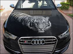 Vinyl Car Hood Wrap Full Color Graphics Decal White Tiger Sticker