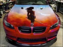 vinyl car hood wrap full color graphics decal wonder woman sticker