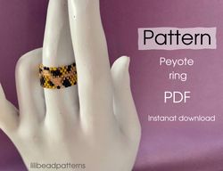 Peyote ring pattern - Animal print\Leo - DIY handmade miyuki delica pattern - easy pattern seed bead ring