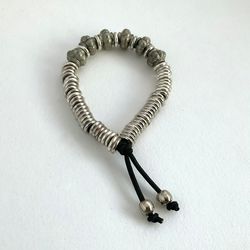 Handmade Eco Friendly Chunky Stretch Bracelet - Metal Beads