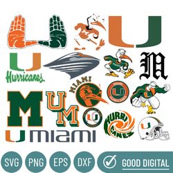 Miami Hurricanes Svg, NCAA SVG, Miami SVG, Miami Football, Miami Hurricanes Football