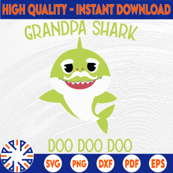 Grandpa Shark SVG, Cricut Cut files, Shark Family doo doo doo Vector EPS, Silhouette DXF, Design for tsvg