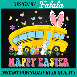 Cute Bunnies Happy Easter School Bus Driver Png, Easter Bus Driver Png, Easter Png, Digital download