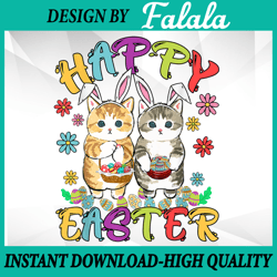 Happy Easter Three Cat Wearing Bunny Ear Png, Bunny Cat Lover Png, Easter Png, Digital download