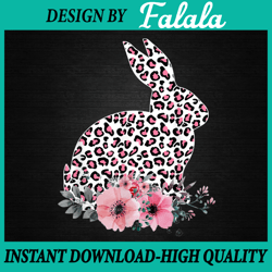 Easter Day Cute Bunny Rabbit Leopard Flower PNG, Happy Easter Bunny Rabbit Png, Easter Png, Digital download