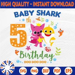 shark 5th birthday svg, boy birthday shark svg dxf eps, boy fifth birthday clipart, five year old, baby, shark