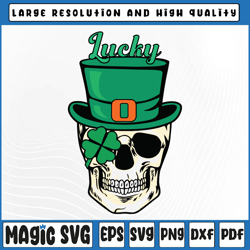 Skull With Green Leprechaol Hat SVG PNG, Skull St Patrick's Day svg, St Patricks Day, Digital Download