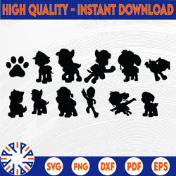 Paw Patrol SVG Layered, Skye Svg, Chase Svg, Everest Svg, Tracker Svg, Rubble Svg, For Cricut, For Silhouette, Clipart