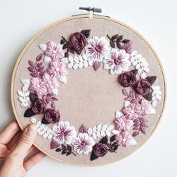 chloe floral hand embroidery pdf pattern floral wreath embroidery pattern