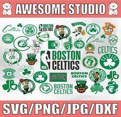 37 Files Boston Celtics Bundle Svg, NBA sports, Boston Celtics Basketball Logo, Sport Svg, NBAG Svg, Clipart