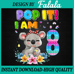 Pop It I'm 8 Koala Png, I'm 8 Years Old 8th Birthday Koala Pop It Png, Pop It Png, Digital Download