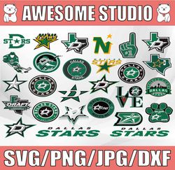 27 Files Dallas Stars Bundle SVG ,Dallas, Stars Svg dxf ,png, eps, NHL svg, Sport Svg, NHL Svg, Clipat
