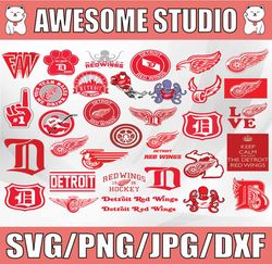 34 Files Detroit Red Wings Bundle Svg, Red Wings Svg, NHL svg, Sport Svg, Clipart