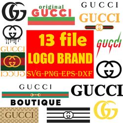 13 Gucci Logo Brand Bundle Svg, Gucci Svg, Gucci Logo Svg, Gucci Fashion Brand Svg, Silhouette Svg Files