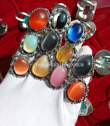 Offer 10 PCs Monalisa & Mix Gemstone Silver Plated Designer Rings, Wholesale Rings, Handmade Fashion Rings Lot Jewelry