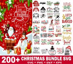 200 Christmas SVG Bundle, Winter svg, Santa SVG, Holiday, Merry Christmas, Christmas Bundle, Funny Christmas Shirt, Cut